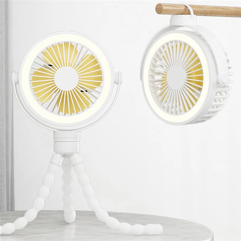 مروحة عربة أطفال ثابتة ومحمولة وقابلة لإعادة الشحن ومشبك على ضوء ليلي على الأخطبوط ومروحة محمولة شخصية صغيرة محمولة باليد