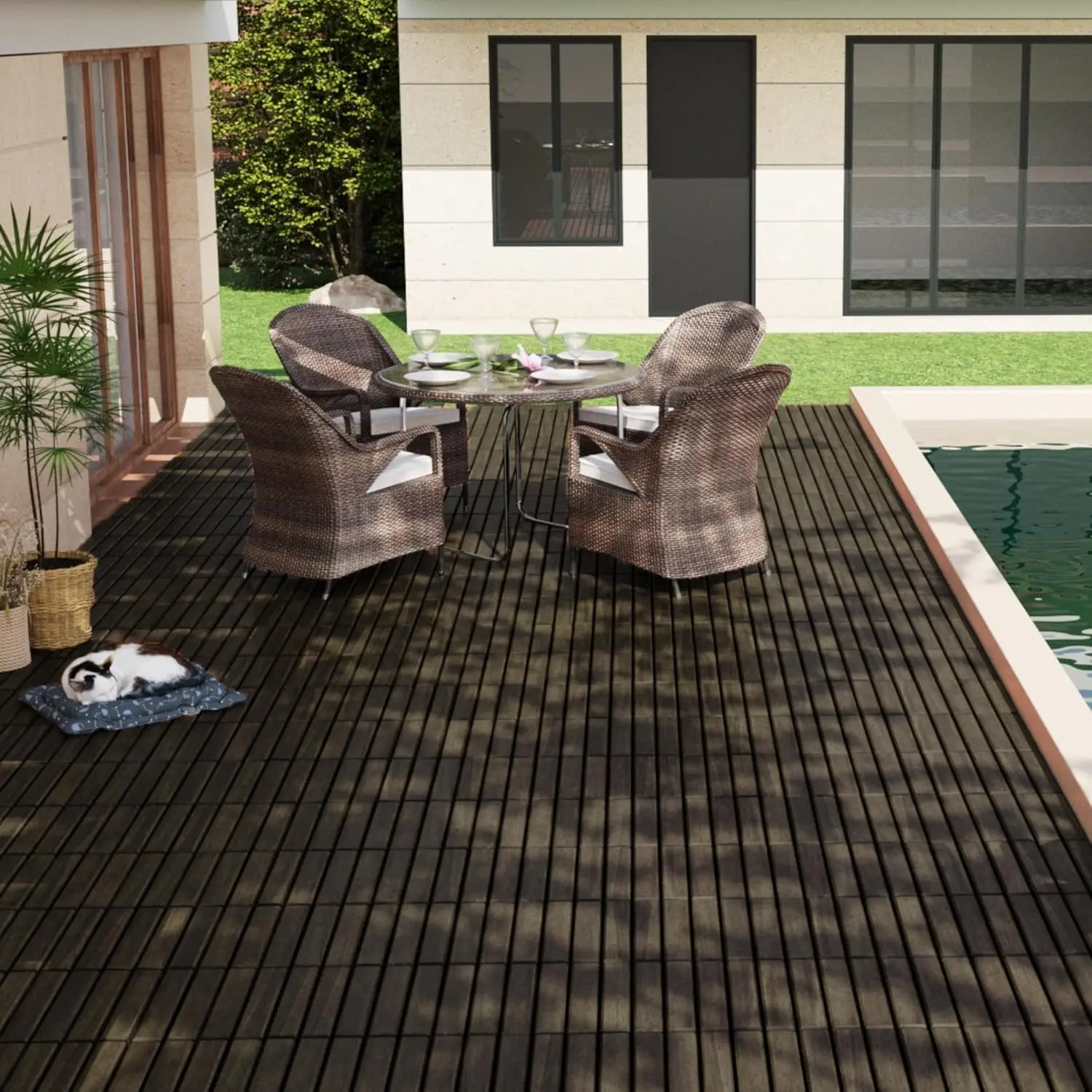 

Interlocking Deck Tiles 12"x12" Waterproof Outdoor Patio Flooring Pavers for Garden Balcony Poolside Backyard, Custom