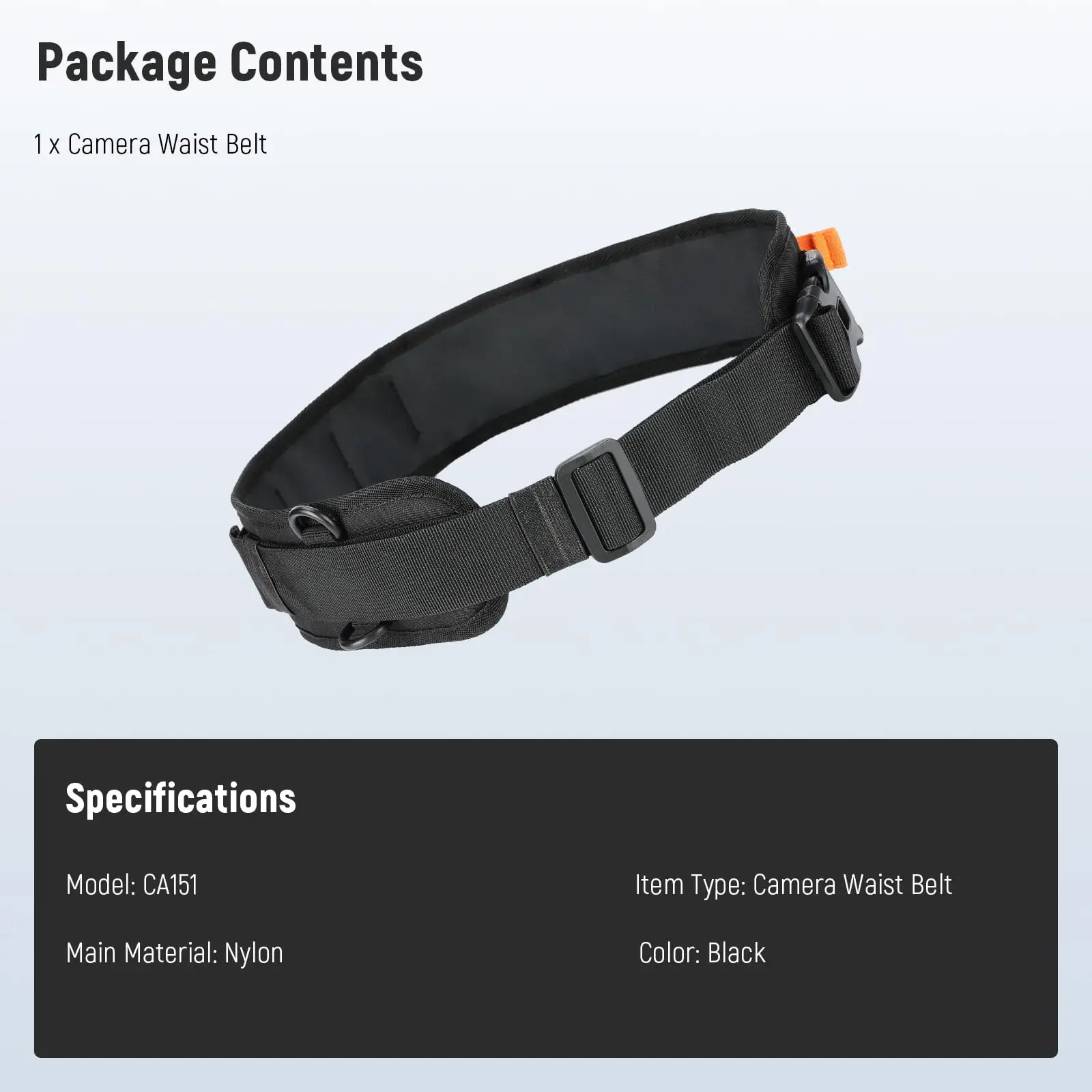 NEEWER Multi Function Utility Camera Waist Belt, Camera Strap for Photographers, Adjustable Breathable Waistband with D Rings