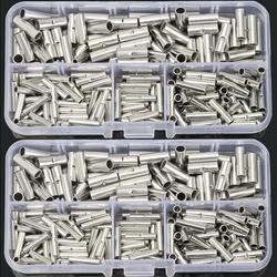 150pcs Non-Insulated Butt Wire Connector Ferrules Electrical Cable Terminal Bare Tinned Crimp Terminal 0.5-6mm2 22-10AWG