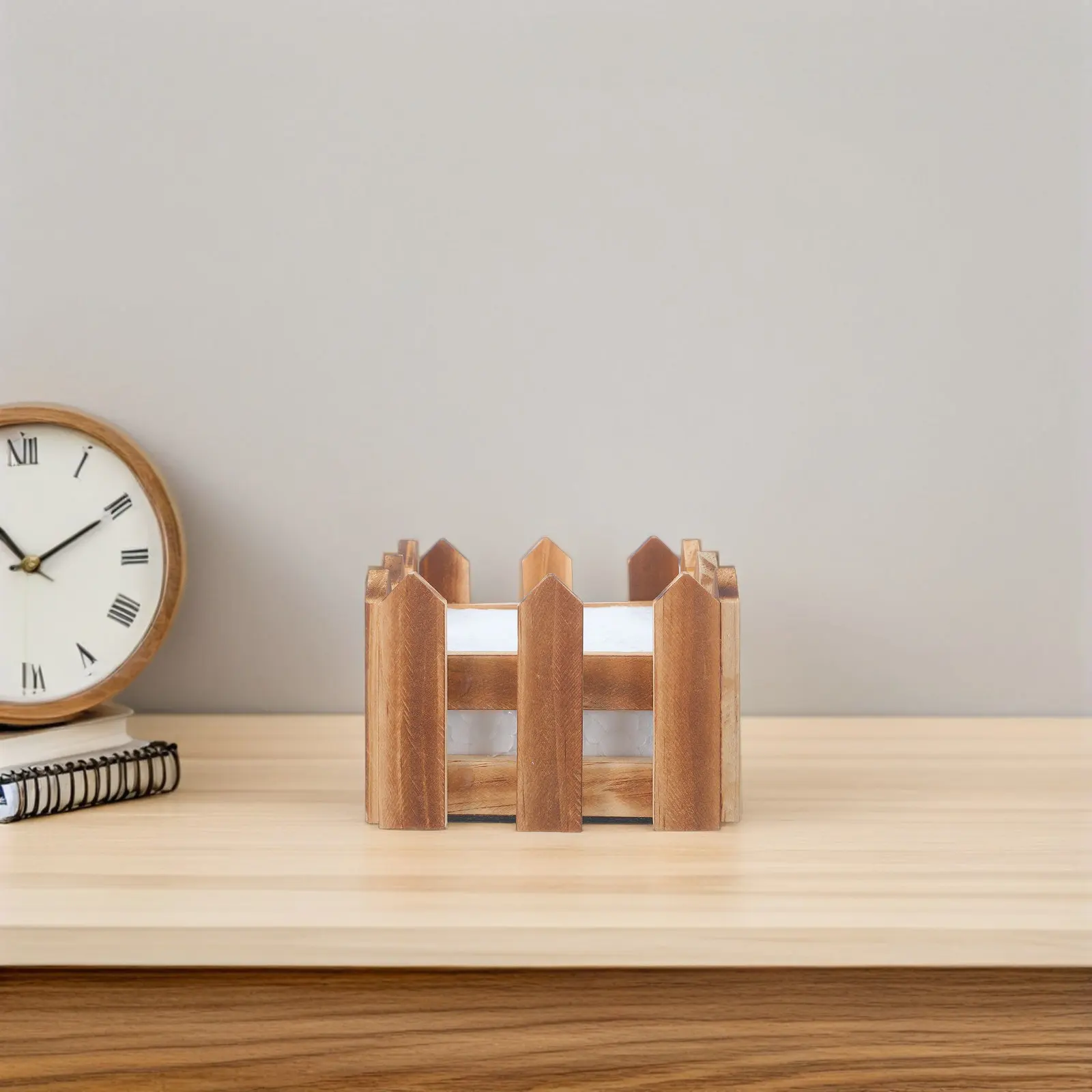 2Pcs Wooden Fence Flowerpot Planter Decorative Rustic Picket Fence Tabletop Indoor Outdoor Garden Plant Desk Decor 3.9x2.8 Inch