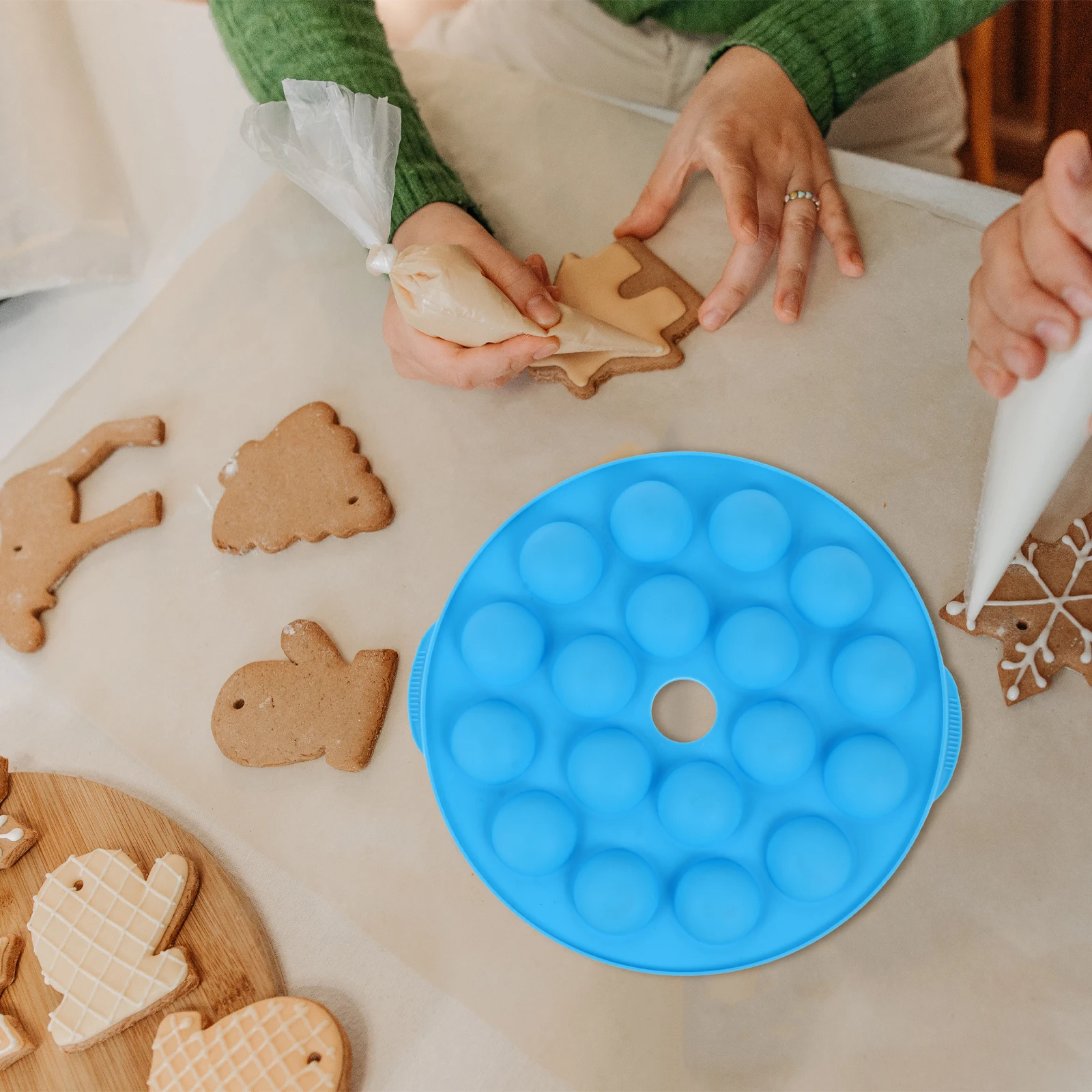 

18 Hole Silicone Cake Mold Blue Lollipop Maker Cupcake Baking Supplies Chocolate Decorations Muffins Round Shape Non