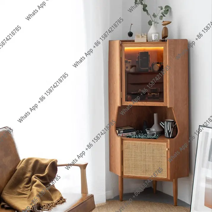 

Nordic solid wood corner cabinet, simple modern living room wine cabinet, corner cabinet, advanced dining side storage cabinet