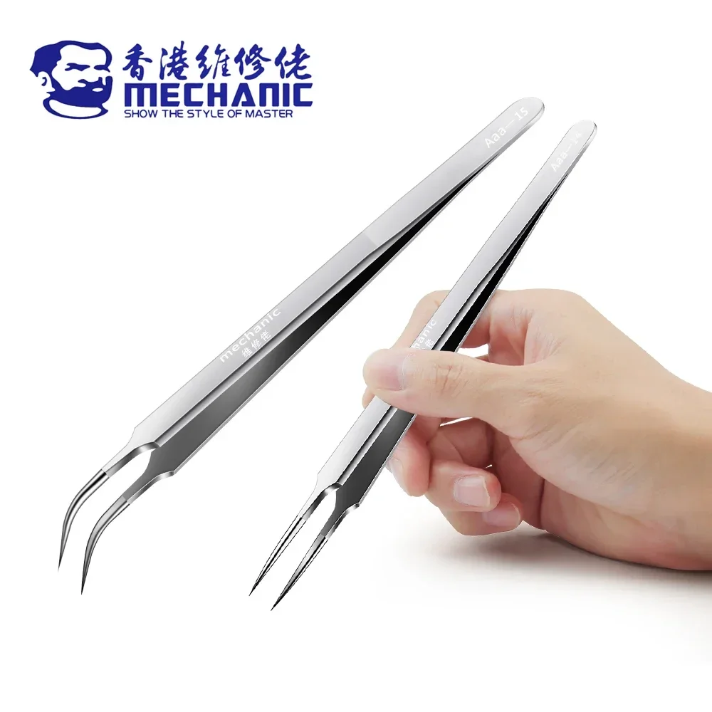 

MECHANIC Aaa-14 Aaa-15 Stainless Steel Ultra Fine High Hardness Tenacity Durable Tweezers for SMD PCB BGA Motherboard Repair