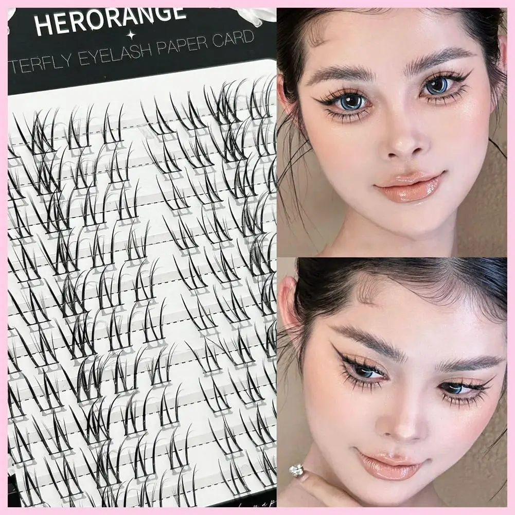 Estilo tailandês cílios postiços segmentados olhos naturais maquiagem cílios cola cílios extensão falsa diy sem necessidade cluster auto-adh w0v9