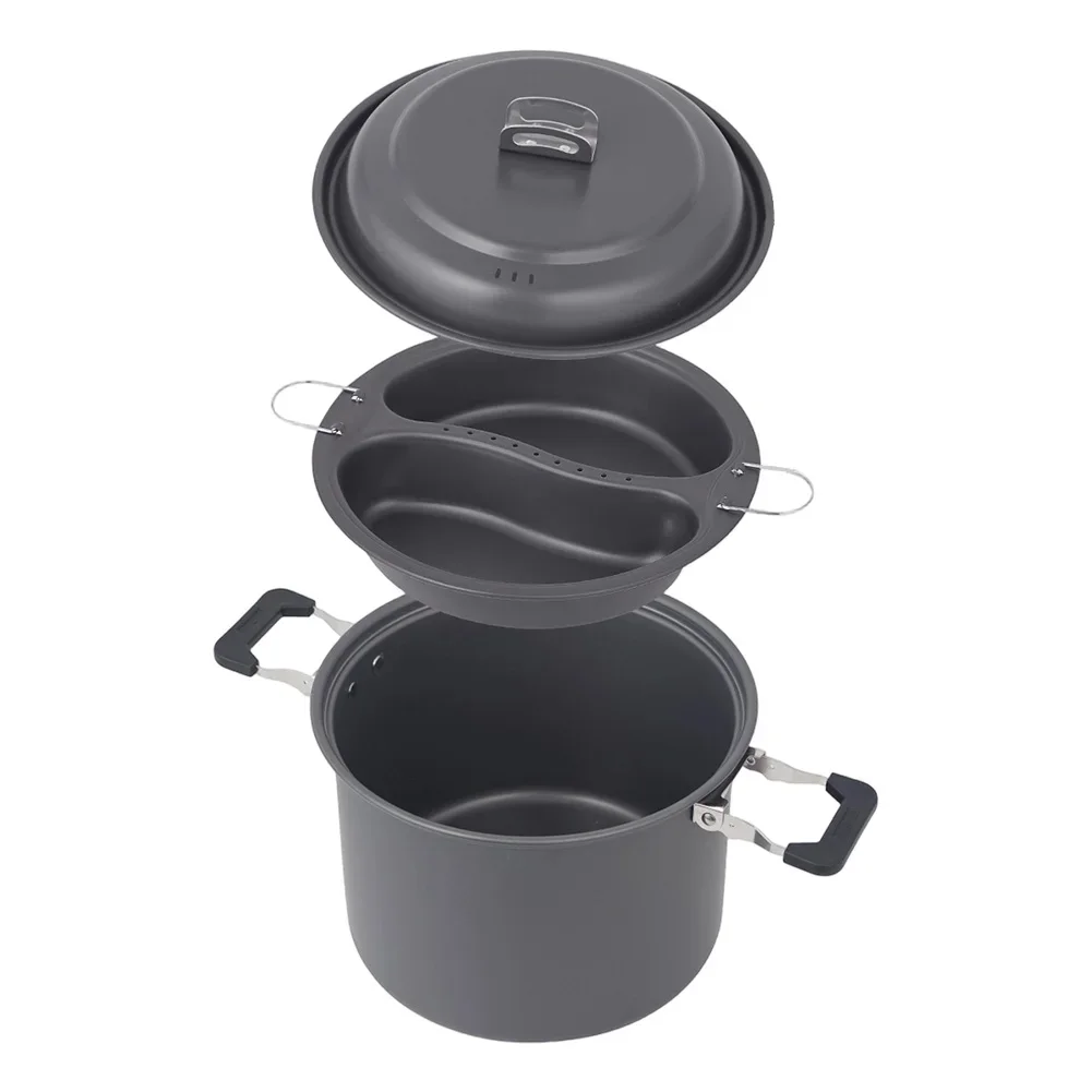 1 Set 6L Outdoor Dual-Purpose Pot Versatile Steamer Cooker For Camping BBQ  Barbecue Pots Home Cooking Appliance Accessories