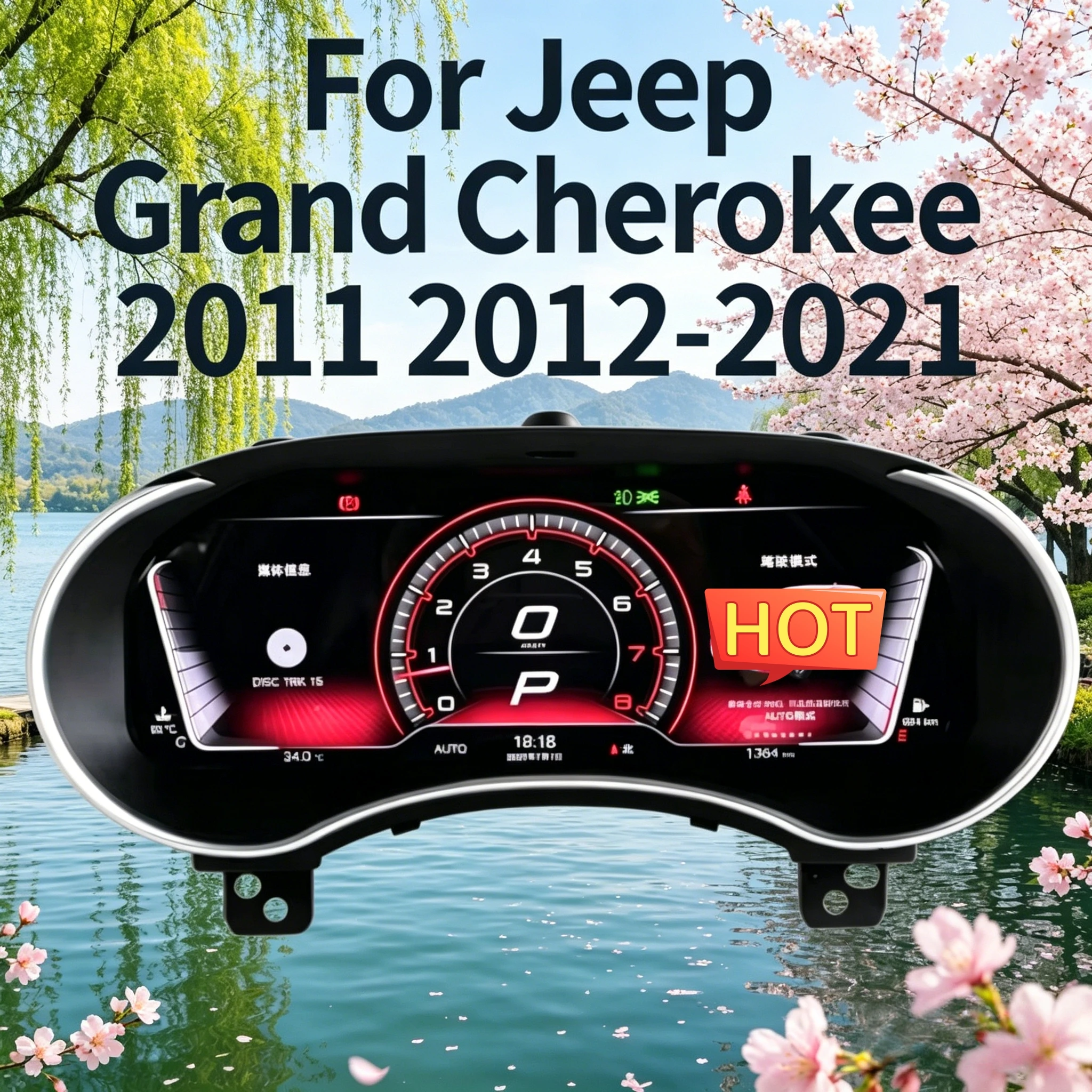 12.3''For Jeep Grand Cherokee 2011 2012-2021 Linux Carplay Android Auto Digital Instrument Cluster LCD Car Dashboard Meter Panel