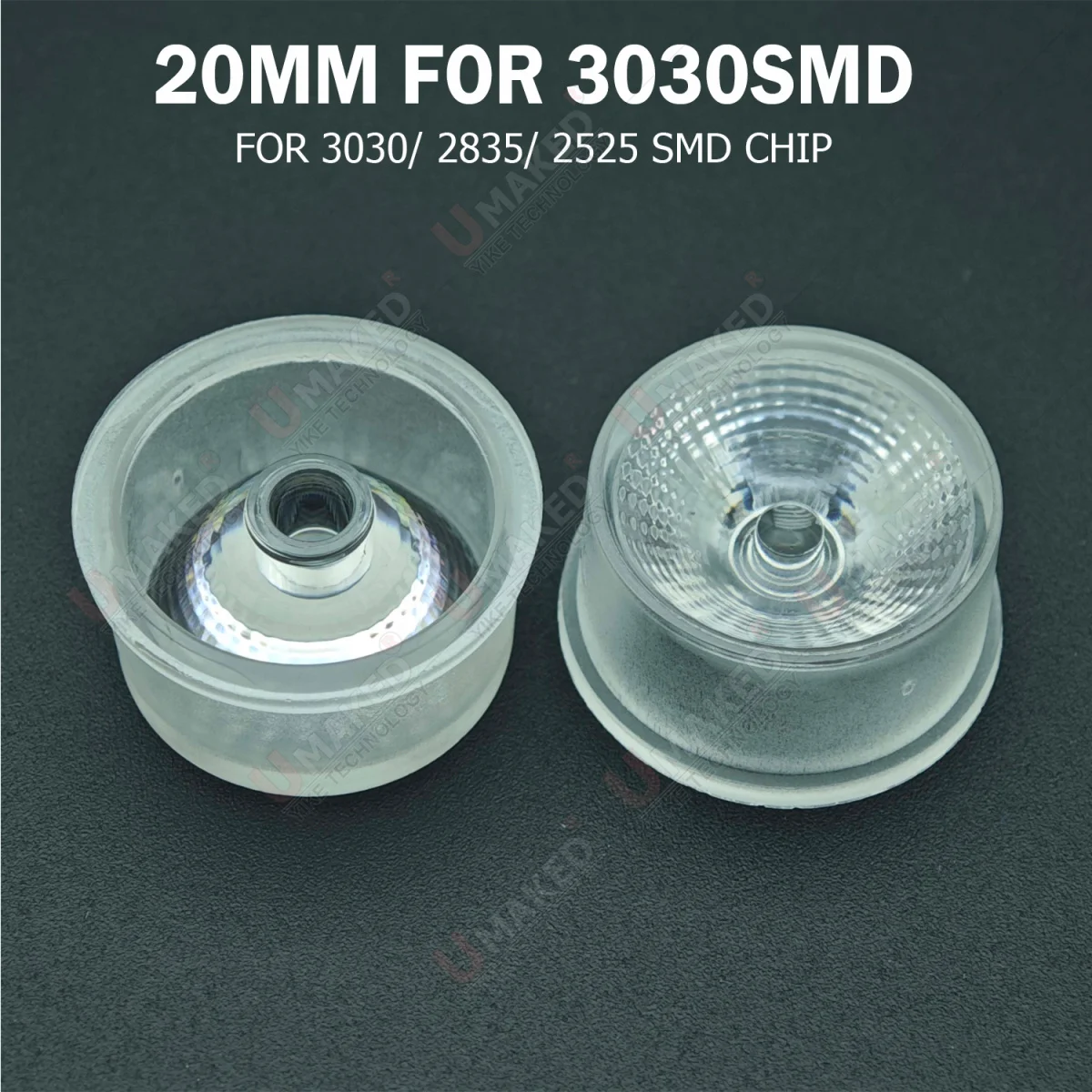 30pcs  20mm Clear surface  lense 30 Degree PC LED Lens for 3030/2835/2525 SMD led chip diy for bulb spotlight lamp