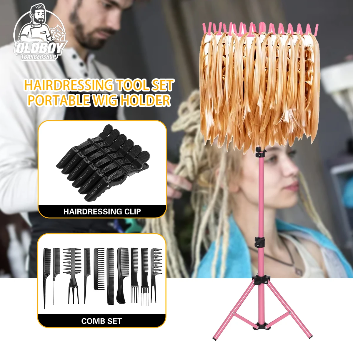 144 Pegs Braiding Hair Rack Standing Display Stand Hair Racks Adjustable Height Hair Extension Holder Stylists Braiders Tools