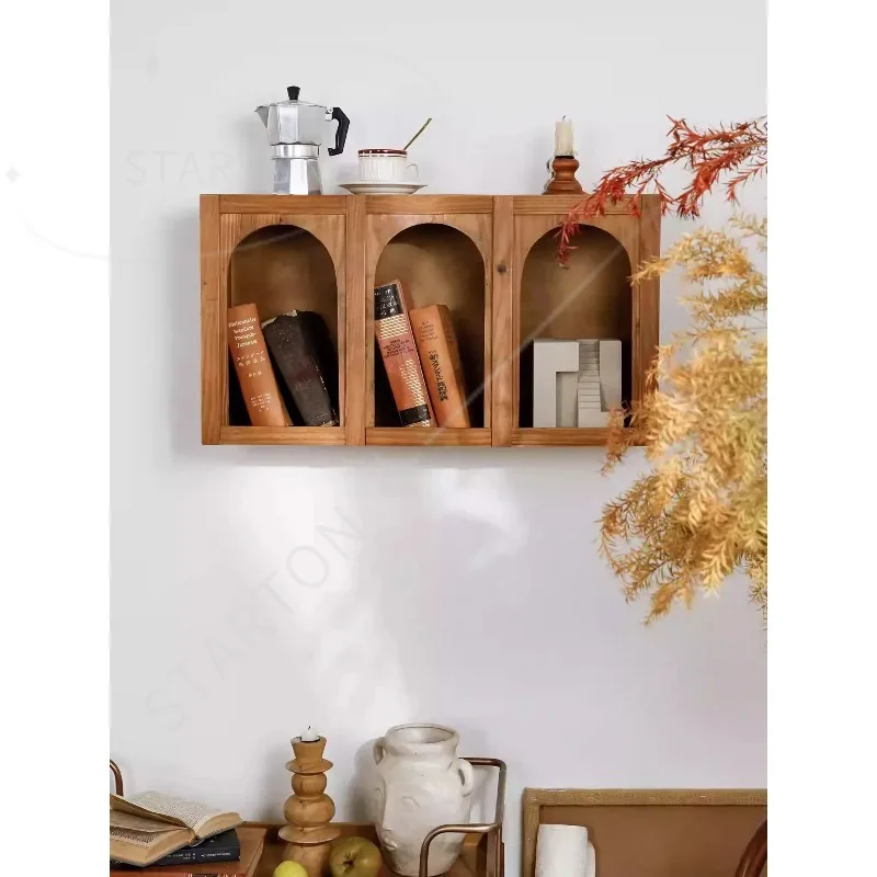 Vintage Wooden Wall Shelf, Arched 3-Compartment Display, Wall-Mounted Organizer, Rustic Home Decor