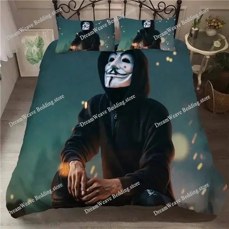 

Anonymus with Mask Bedding Set Single Twin Full Queen King Size Bed Set Aldult Kid Bedroom Duvetcover Sets Bed Sheet Set 2025741
