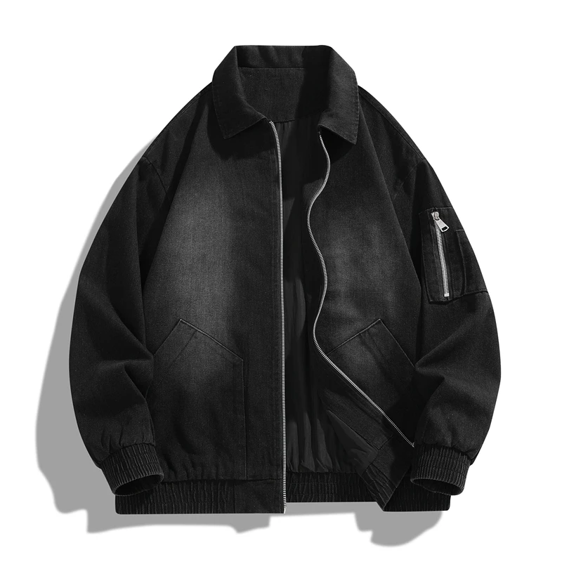 

Vintage High Quality Casual Jacket for Men Turn-down Collar Zipper Male Clothes Outdoor Comfortable Jacket Coats Trend All-match