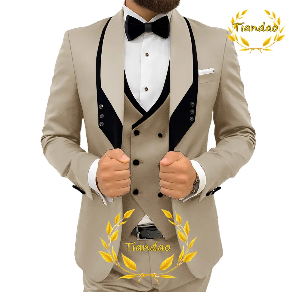 Men\'s Suit Wedding Jacket Pants Vest Bow Tie 4-Piece Set Formal Party Dress Fashion Tuxedo for Male costume homme