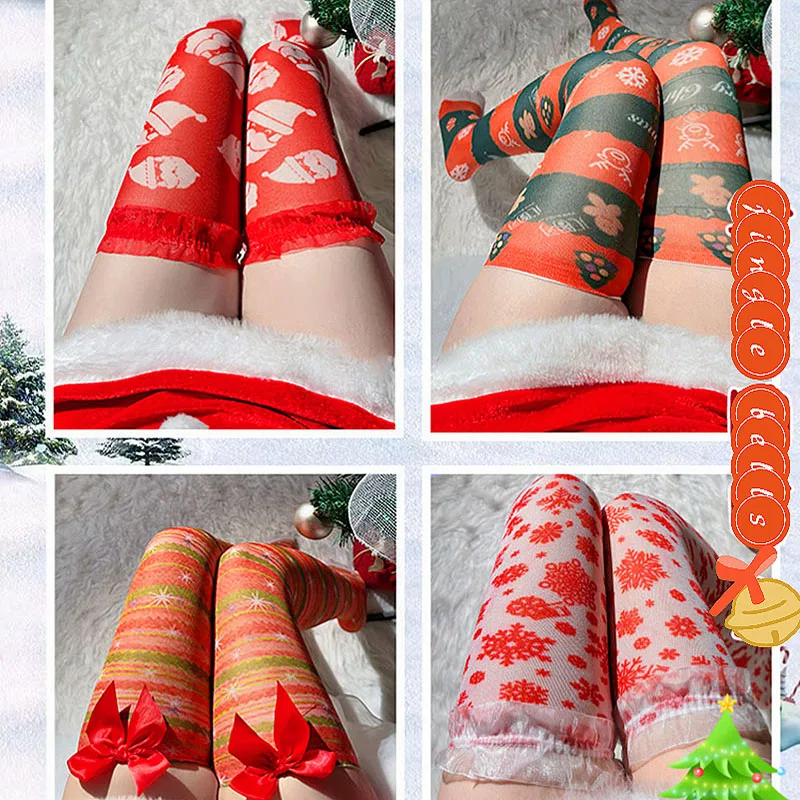 

New Christmas Stockings Sexy Long Stockings Christmas Cosplay Cute Girl Long Leg Stockings Christmas Party Lolita Stockings Thin