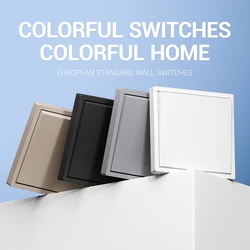 European standard switch socket 80*80mm white black gold grey switch panel one open single control dual control switch PC panel