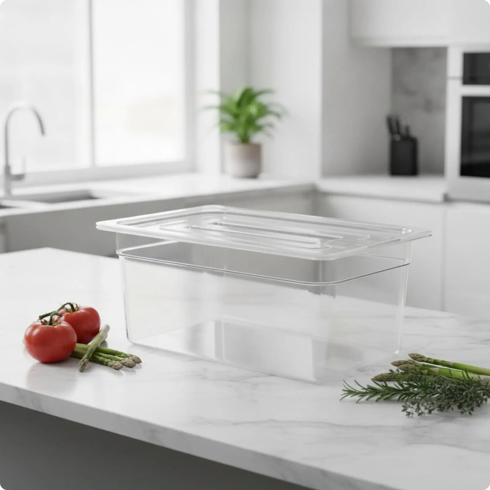 Sous Immersion Cooking Container With | Central Opening for Circulator PC, Sous Vide Container with Lid, Meal cooking