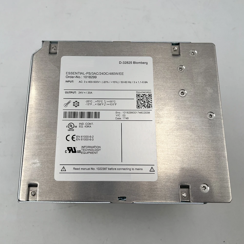1018299 ESSENTIAL-PS/3AC/24DC/480W/EE 3-Phase Edition Power Supply DIN Rail Mounting