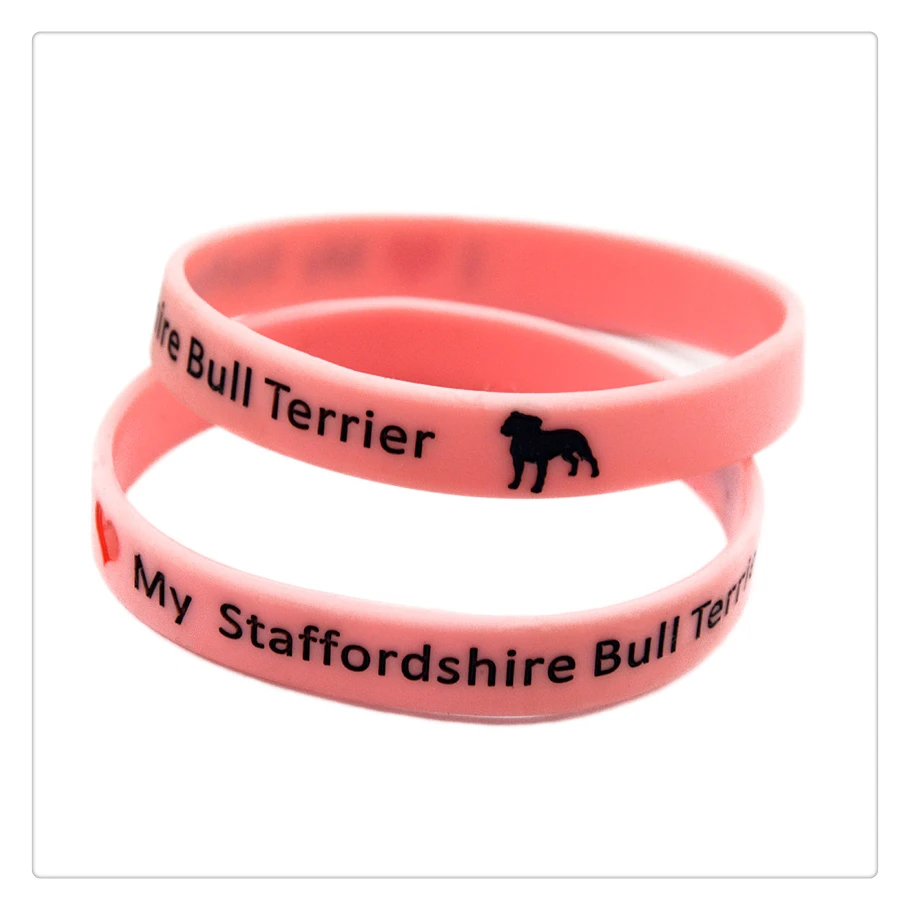 1 PC Bull Terrier Memorial Silicone Bangle I Love My Staffordshire Pet Owner Love Bracelet Sport Trendy Accessory