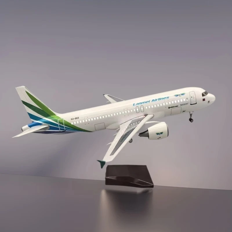 Cambodia Lanmei Airlines A320 Airplane Diecast Model 47cm Adults Fun With Led Lights Landing Gears For Collection Home Decoratio