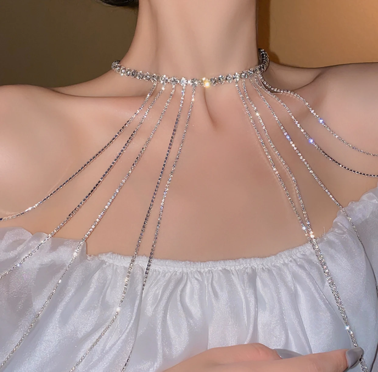 

Cool and spicy | Luxury 56.2cm super sparkling rose necklace filled with zircon Spicy chic collar chain fashion accessories