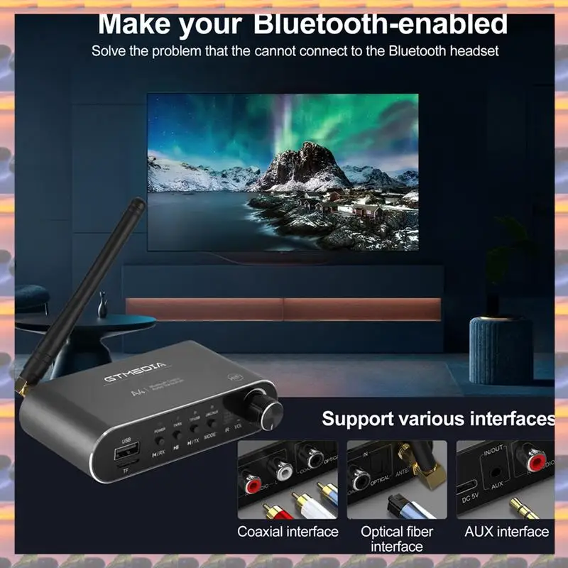 

(Срочная распродажа) GTMEDIA A4 Bluetooth 5.1 приемник беспроводной аудиоадаптер с RCA, разъемом 3,5 мм, декодированием SBC/AAC для телевизора, автомобиля
