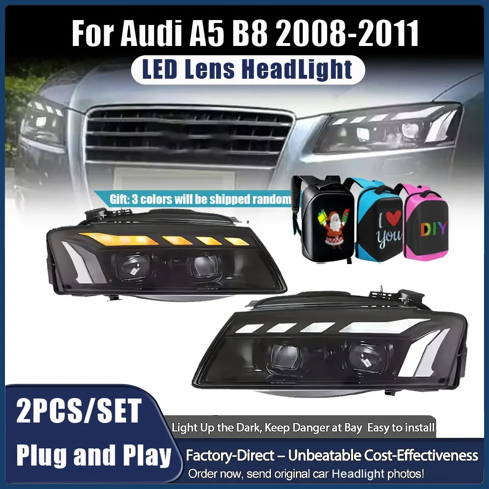 

2 шт. фара в сборе для Audi A5 B8 2008-2011 RS Style, светодиодные фары, передние фары, проекторы DRL Dynamic Singal, дальний ближний свет