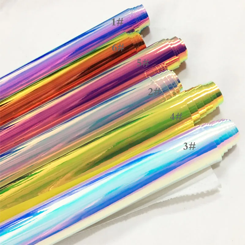 

50X137CM mirror leather radium film special fabric colorful holographic fabric laser faux leather bag material
