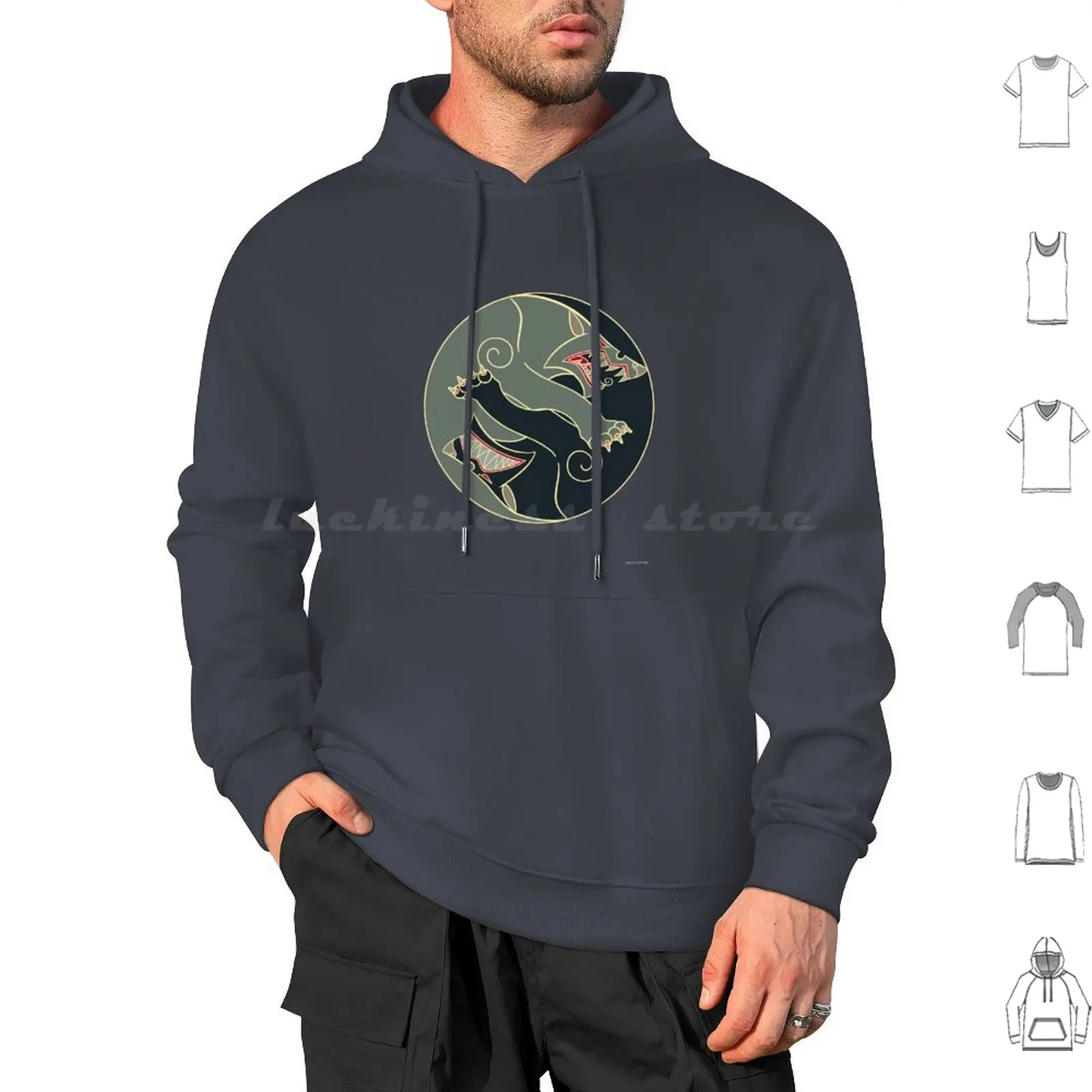 Hoodies Long Sleeve Kells Yin Yang Wolves Lobos