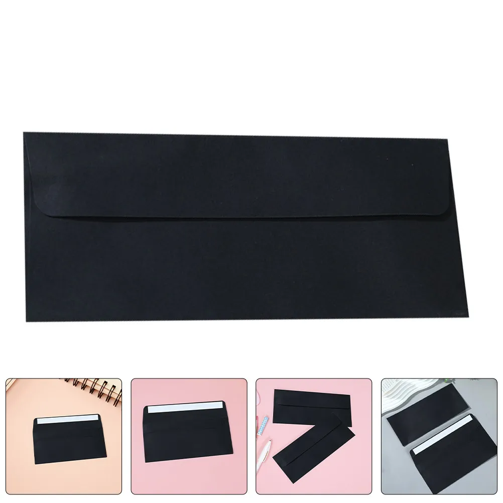 20Pcs Self Seal Envelopes Letter Size Black Matte Finish for Cash Checks Invoices Receipts Budgeting Greeting Cards Wedding