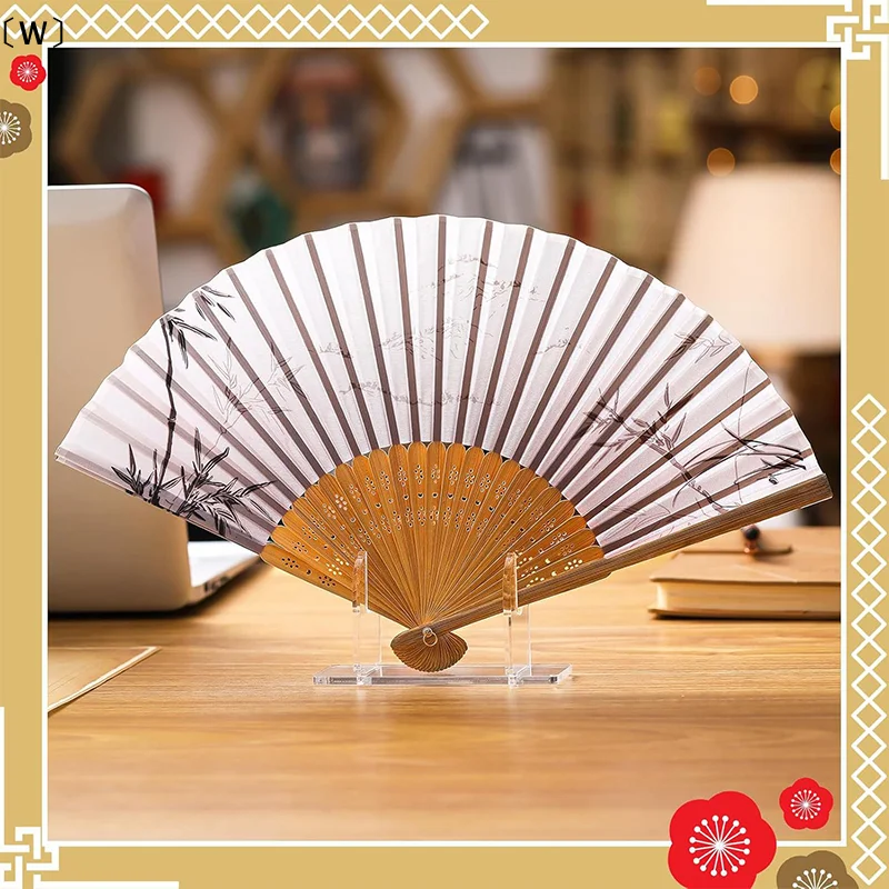 〔W〕1/2pcs Acrylic Fan Display Stands Foldable Fan Stand Holder Space-Saving Desk Organizer For Japanese & Chinese Hand Fans