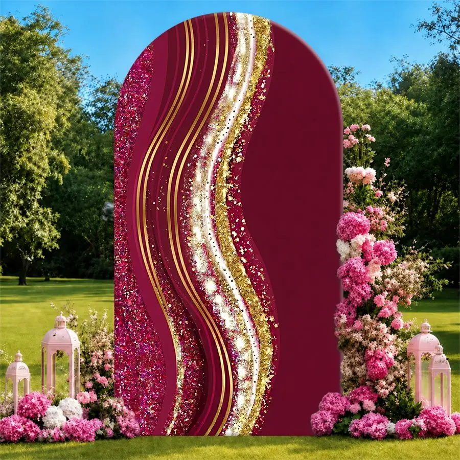 

Gold Wave Pattern Arch Backdrop Cover Party Backdrop Fabric Cover Birthday Party Baby Shower Photo Background Event Decoration