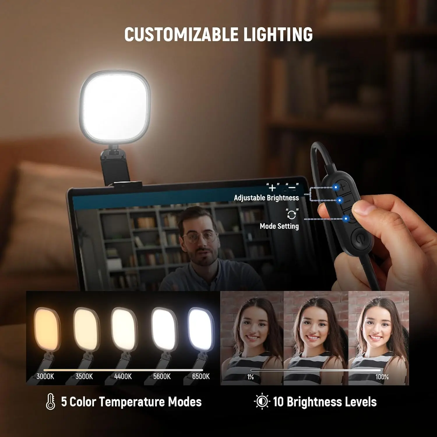NEEWER Basics 5" 10W Monitor-Lichtleiste mit Ständer, zweifarbiges, randbeleuchtetes USB-LED-Panel, CRI95 Vollbild-Schreibtischlampenbeleuchtung – Detail 2
