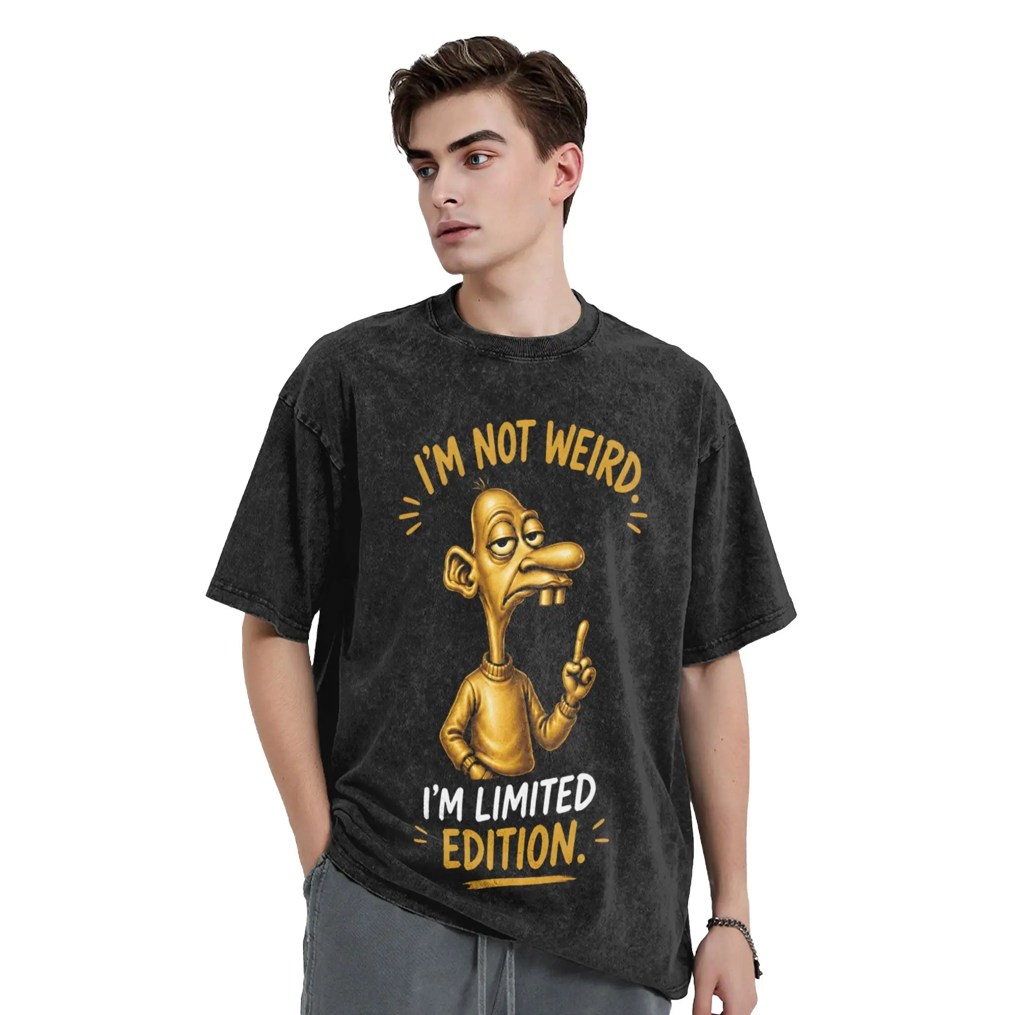 Washed T Shirt Golden Neegy Meme Funny Internet Brainrot Gen Z Humor Vintage T-Shirt Streetwear Graphic Tops Tops Tees Men Women