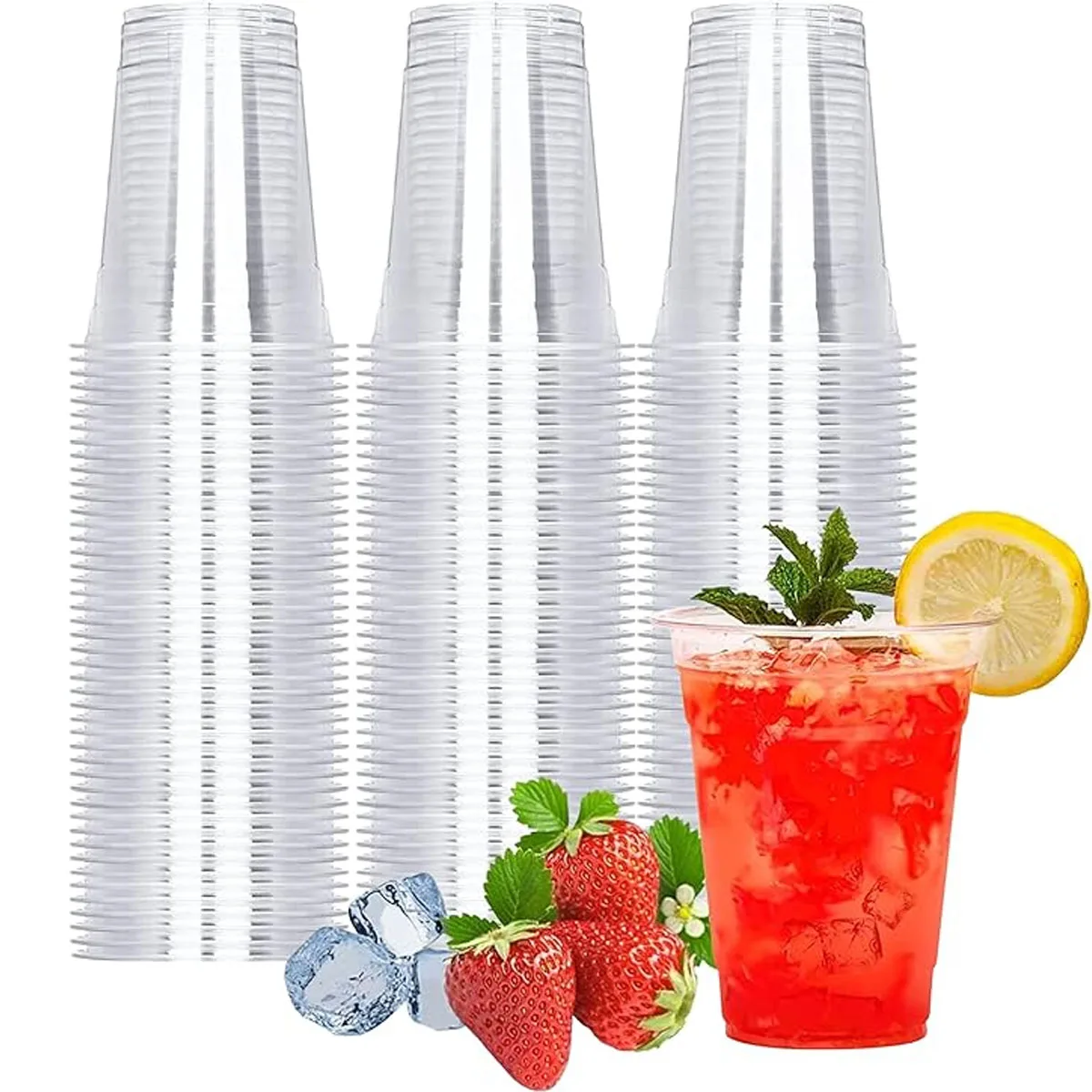 10PCS Transparent Disposable Plastic Cup Hot And Cold Drink Party Cup Suitable For Daily Household Use Weddings And Queuing