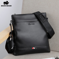 BISON DENIM Brand Male bag Genuine Leather Shoulder Men's Bag Cowskin Casual Messenger Men Bags leather bag man shoulder bag