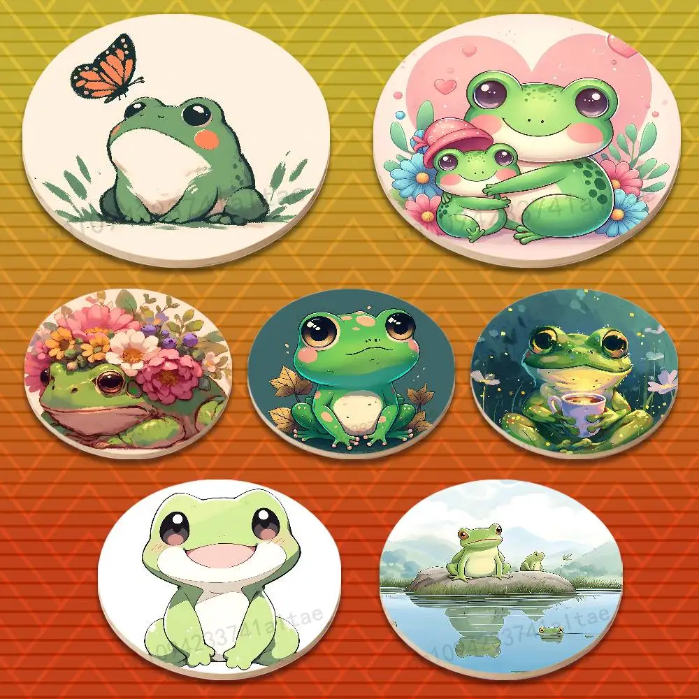 

Cute Cartoon Art Frog Multifunctional Coasters Round Wooden Heat Resistant Non-Slip Home Decor Gift
