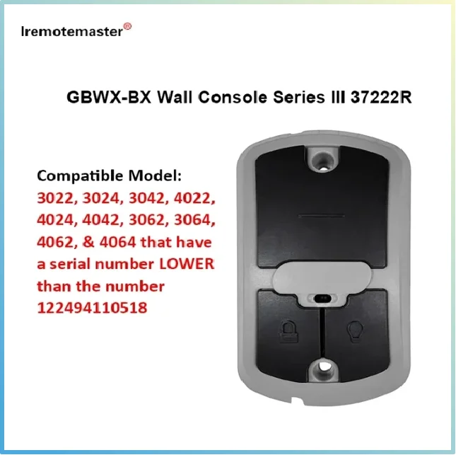 For 37222R Multi Function Wall Console Control Series 3 GBWC-BX Garage Opener