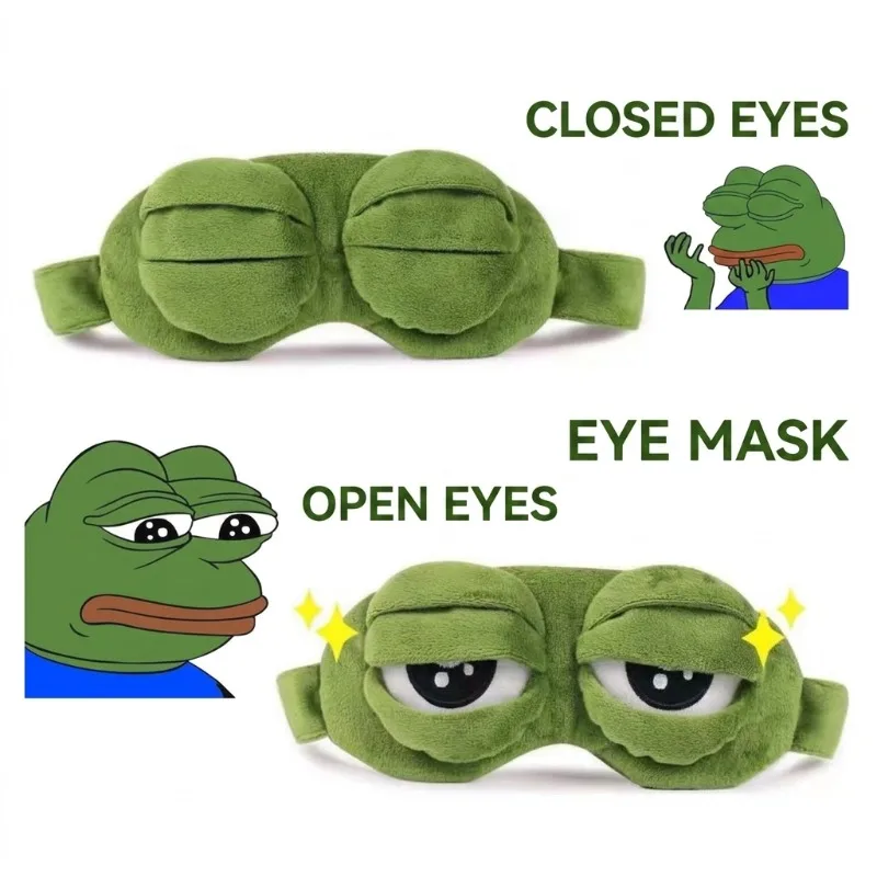 Cute Frog Eye Mask, 3D Large Eye Design, Light Blocking Sleep Aid for Naps, Breathable Skin-Friendly Sleep Mask for Home Use