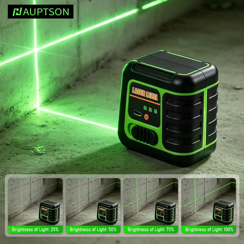 HAUPTSON Laser-Nivelliergerät 2 Linien Grüne Kreuzlinie 4 Einstellbare Helligkeitsstufen USB-Aufladbar Montage Heim-Bau-Messwerkzeug – Detail 6