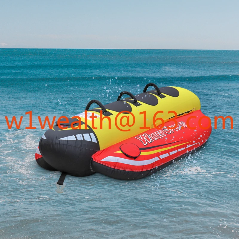 3 Person Towable Water Raft Tube for Boating, Banana Large Inflatable Towable Tube for Adults Water Sports Equipment