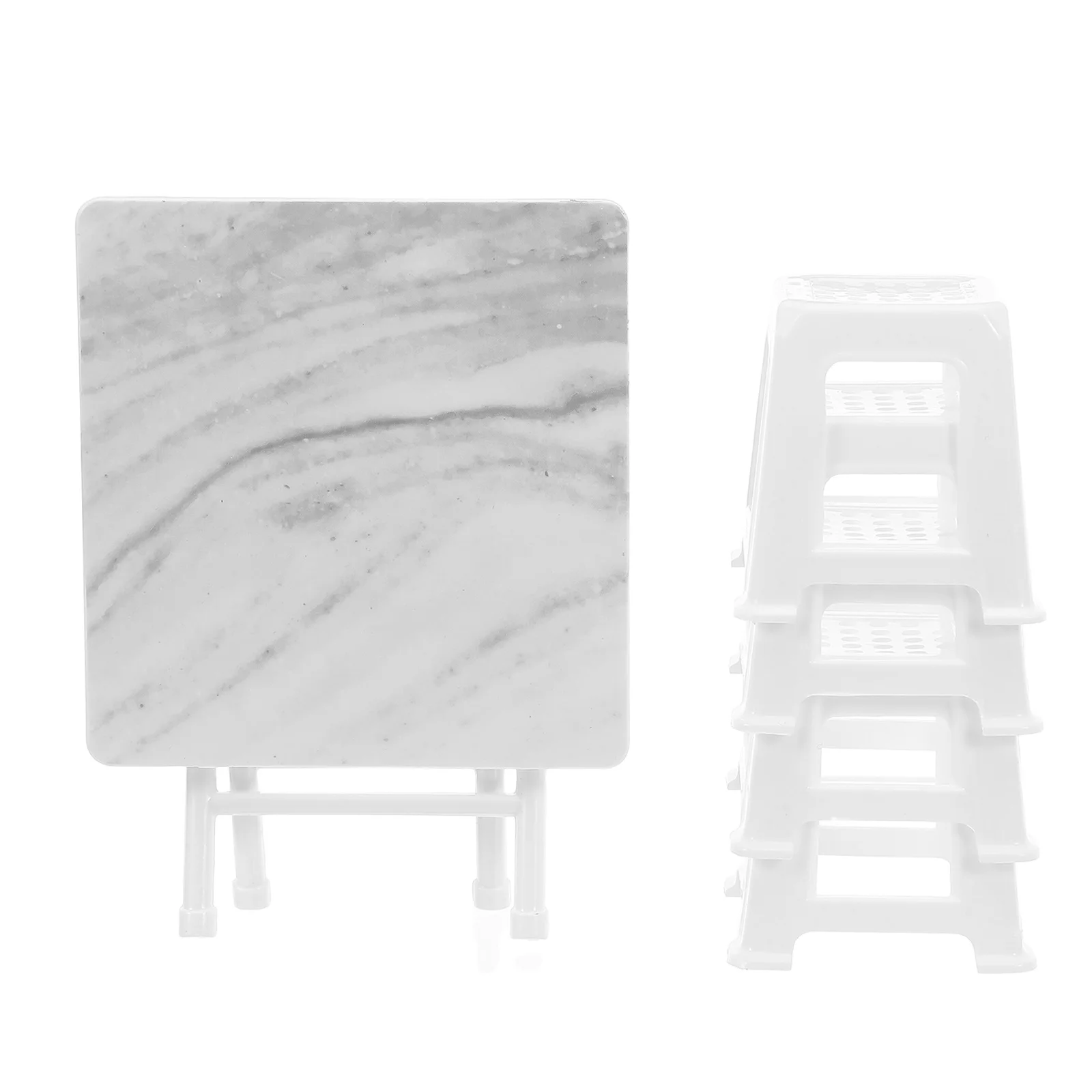 

1 set 1 Set Miniature Table Chairs Plastic Dollhouse Furniture For Living Room Decor Small Table Chair Accessories Playset