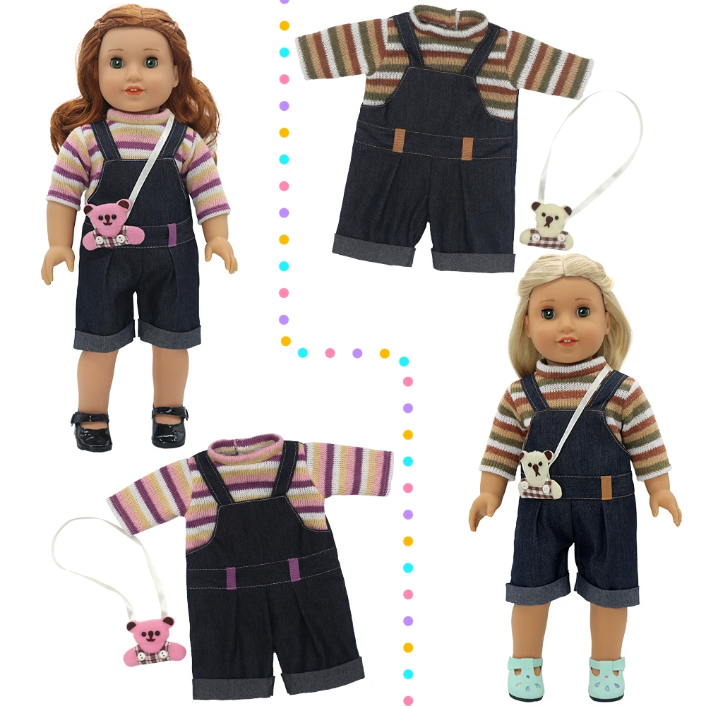 Doll Clothes Fits 17-18 Inch American Doll Toys Newborn Doll Fashion Dresses Creeping Suits One Piece Suits Shoes Girls Gifts