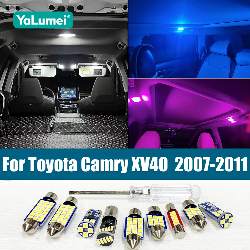 

For Toyota Camry 40 XV40 2007 2008 2009 2010 2011 8PCS Car LED Bulbs Interior Reading Lamp Vanity Mirror Trunk Light Accessories