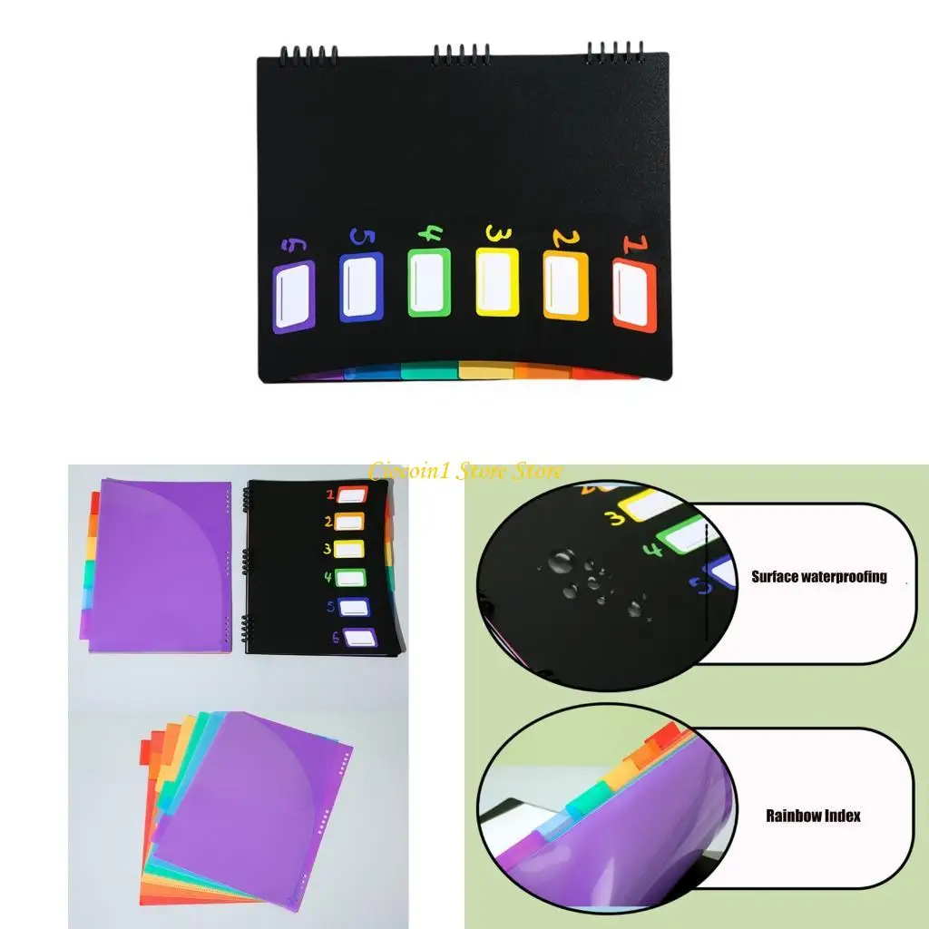

A3PC 6 Pocket Expanding Folder with Removable Pages Colored Label File Organiser Sorting Folder Letter Size Document Folder