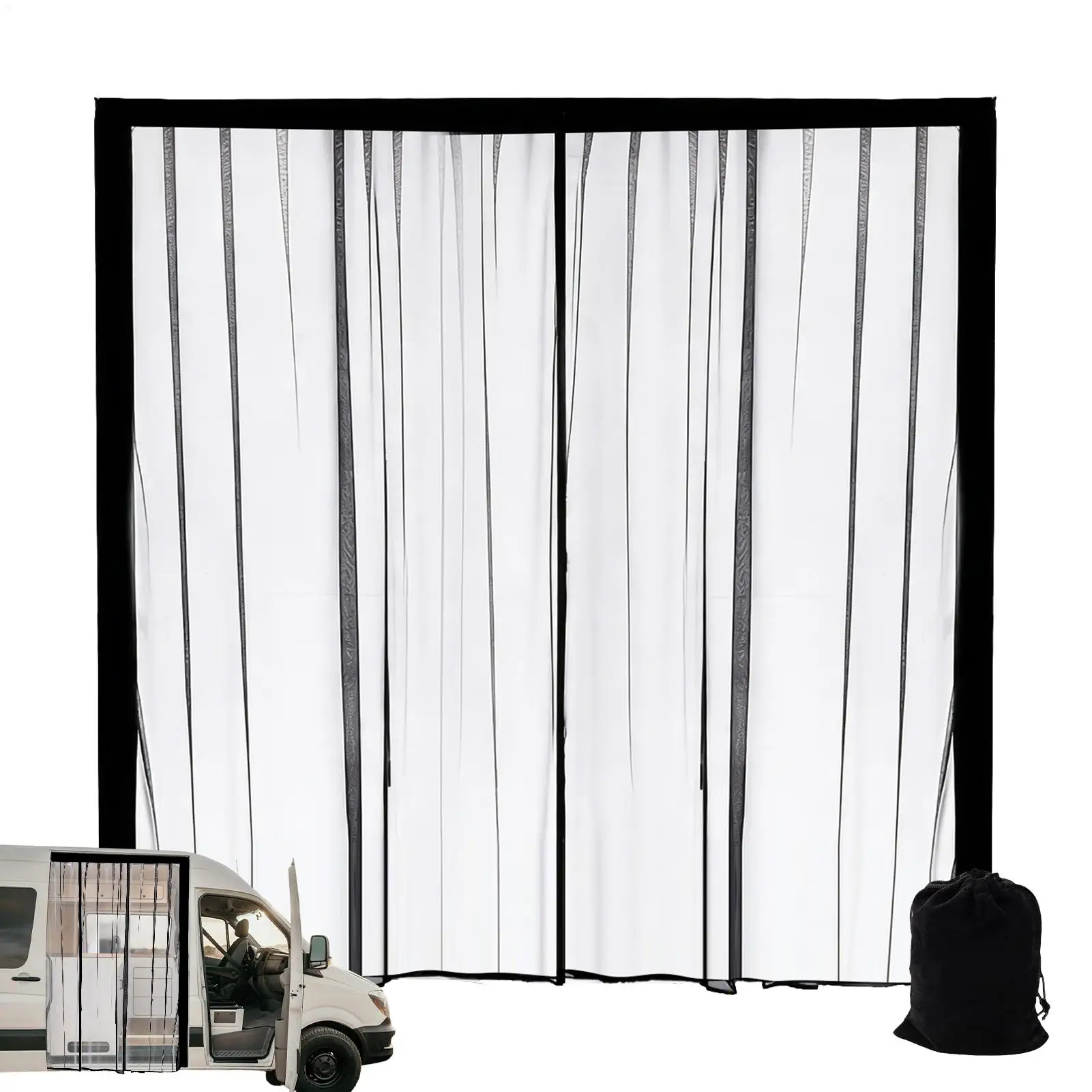 

RV Sliding Door Fly Screen 59x43 Inch Magnetic Net RV Door Fly Mesh Screen for Blackout Privacy Cargo Vehicle SUV Truck Trailer