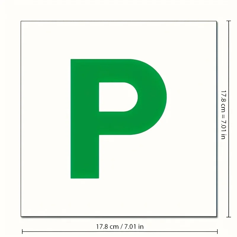 2pcs Square Magnetic P-Plate for New Drivers, Magnetic Plate - No Scratch on Vehicle Paint for UK Vehicles, Durable and Visible