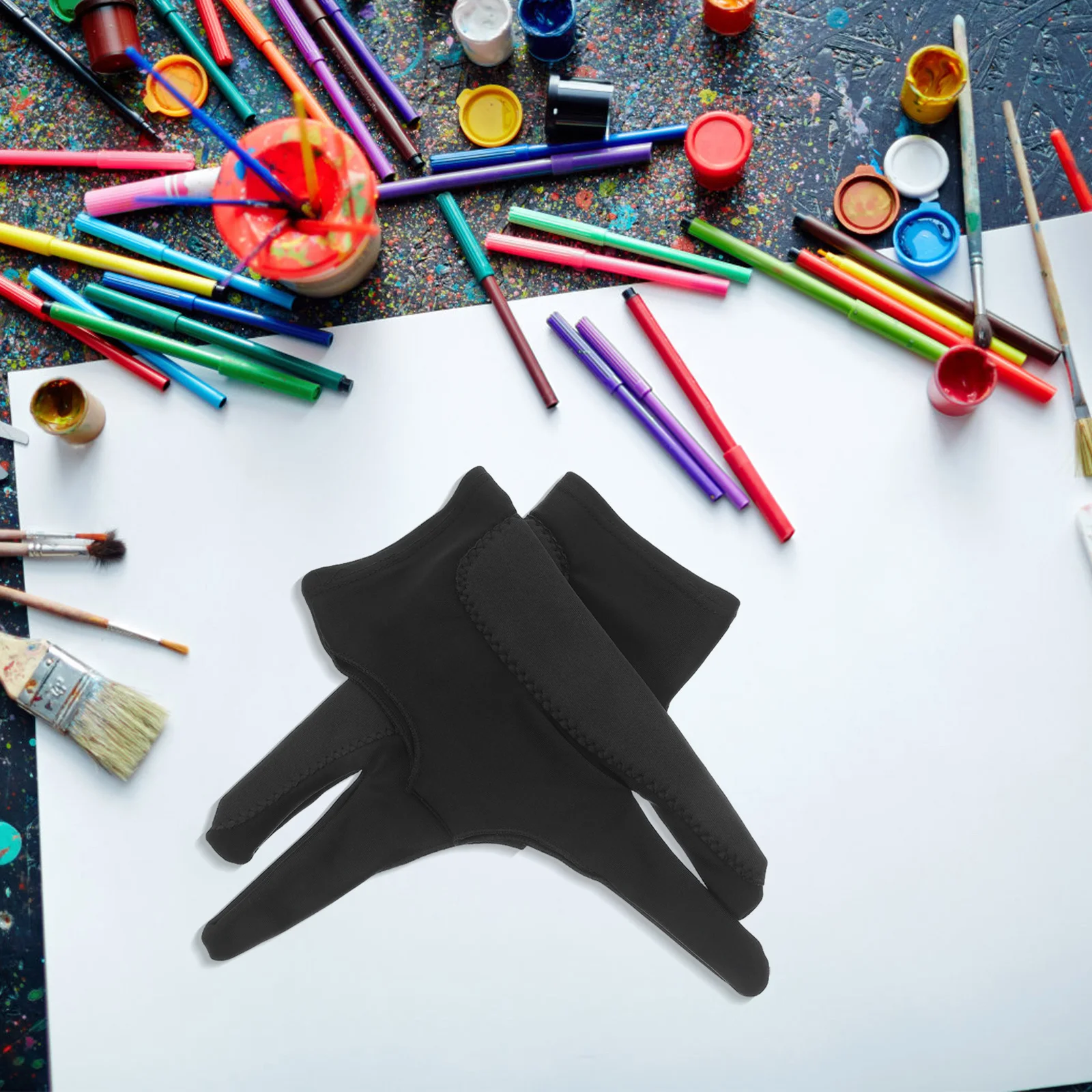 1Pair Drawing Gloves with Two Fingers High-Elastic Ambidextrous Fit for Digital Artists Smooth Stroke Tablet Drawing Tool