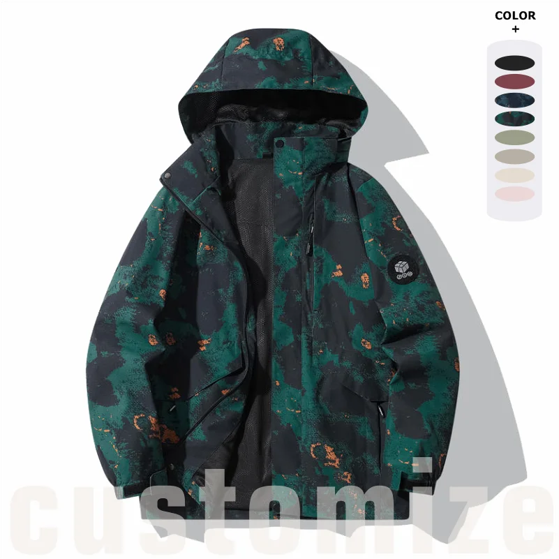 

Men Waterproof Jacket Outer Hooded Sports Coat Outdoor Hiking Windproof Climbing Outdoor Thin Outwear Customizable Graphics Text