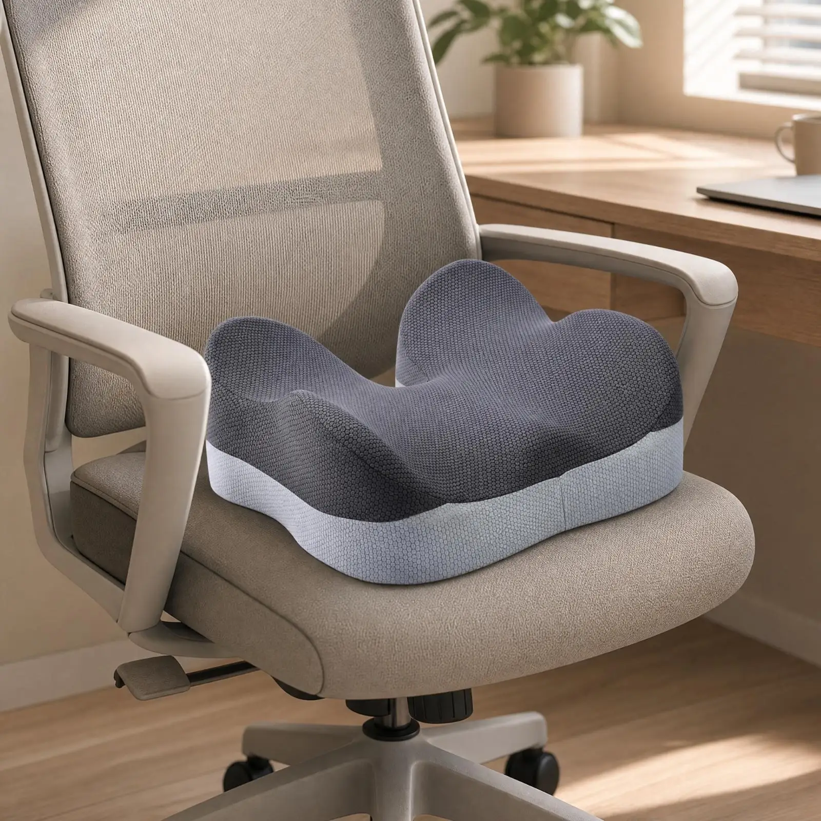 Contoured Seat Cushion Pressure-Relieving Memory Foam Chair Cushion Supportive Seat Pillow for Students, Home Workspace,