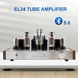 High End Home EL34 Tube Amplifier Pure Class A Handmade Home Theatre Vacuum Tube Amplifier 10w with Bluetooth 5.0